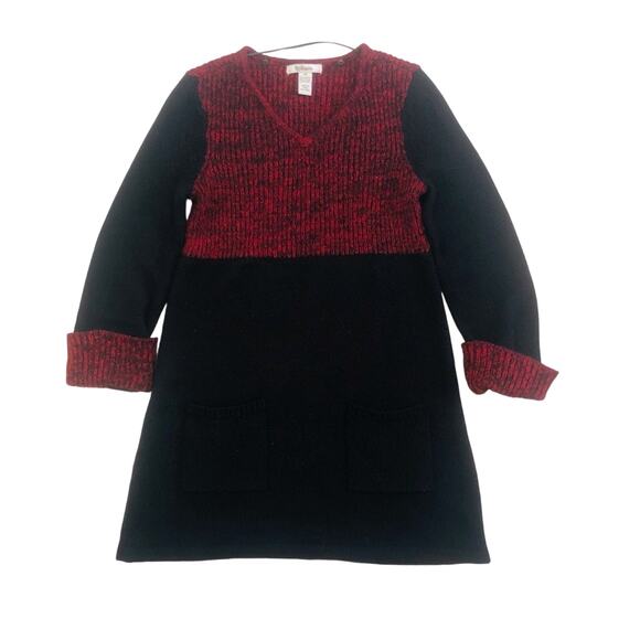 Style & Co Red Black Tunic Sweater and Scarf V Neckline Front Patch Pockets - Picture 14 of 16